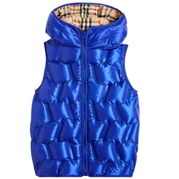 NWT Burberry Kids Quilted Down Vest Hoodie 12 Youth 12Y - Picture 1 of 14